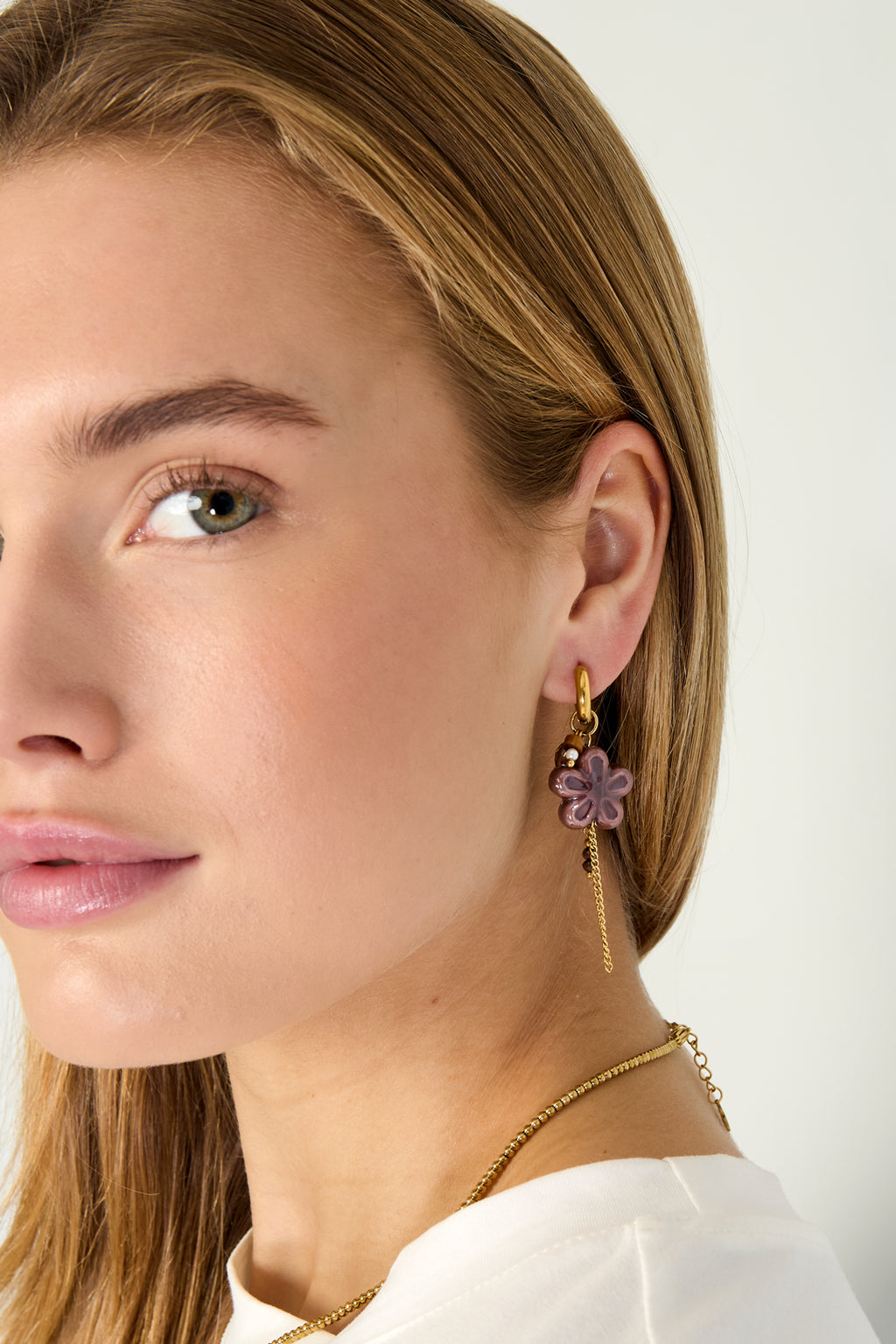 Stainless Steel Drop Earrings Flower Casual Daily Simple Series Women's jewelry