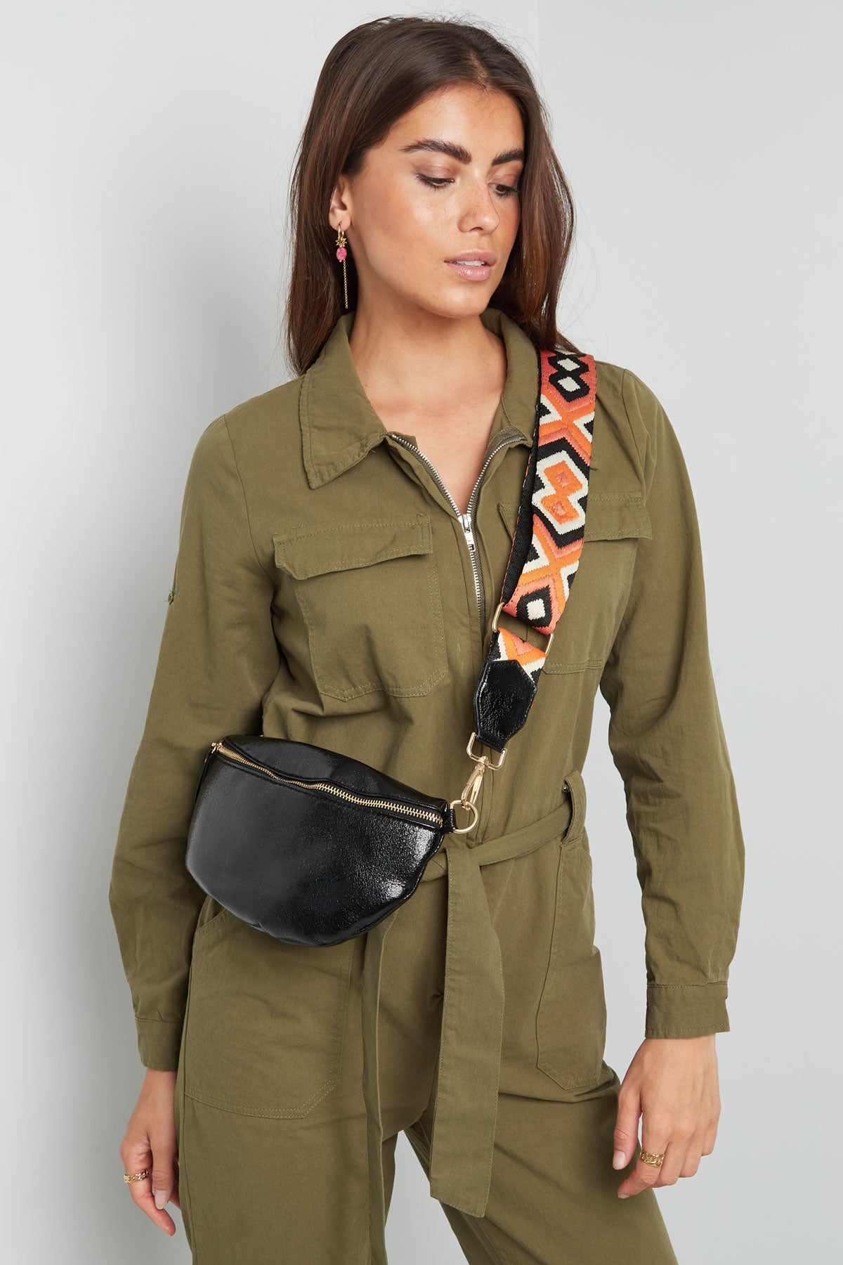 Bronze brilliance shoulder bag - coppery