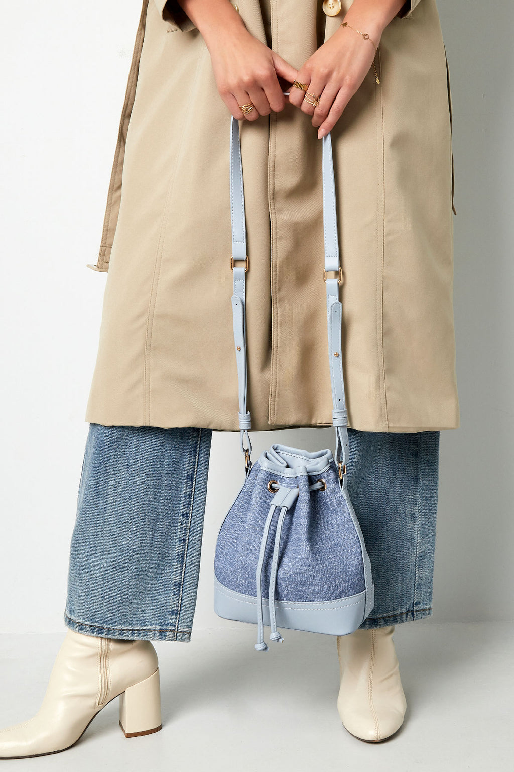 Denim bucket bag