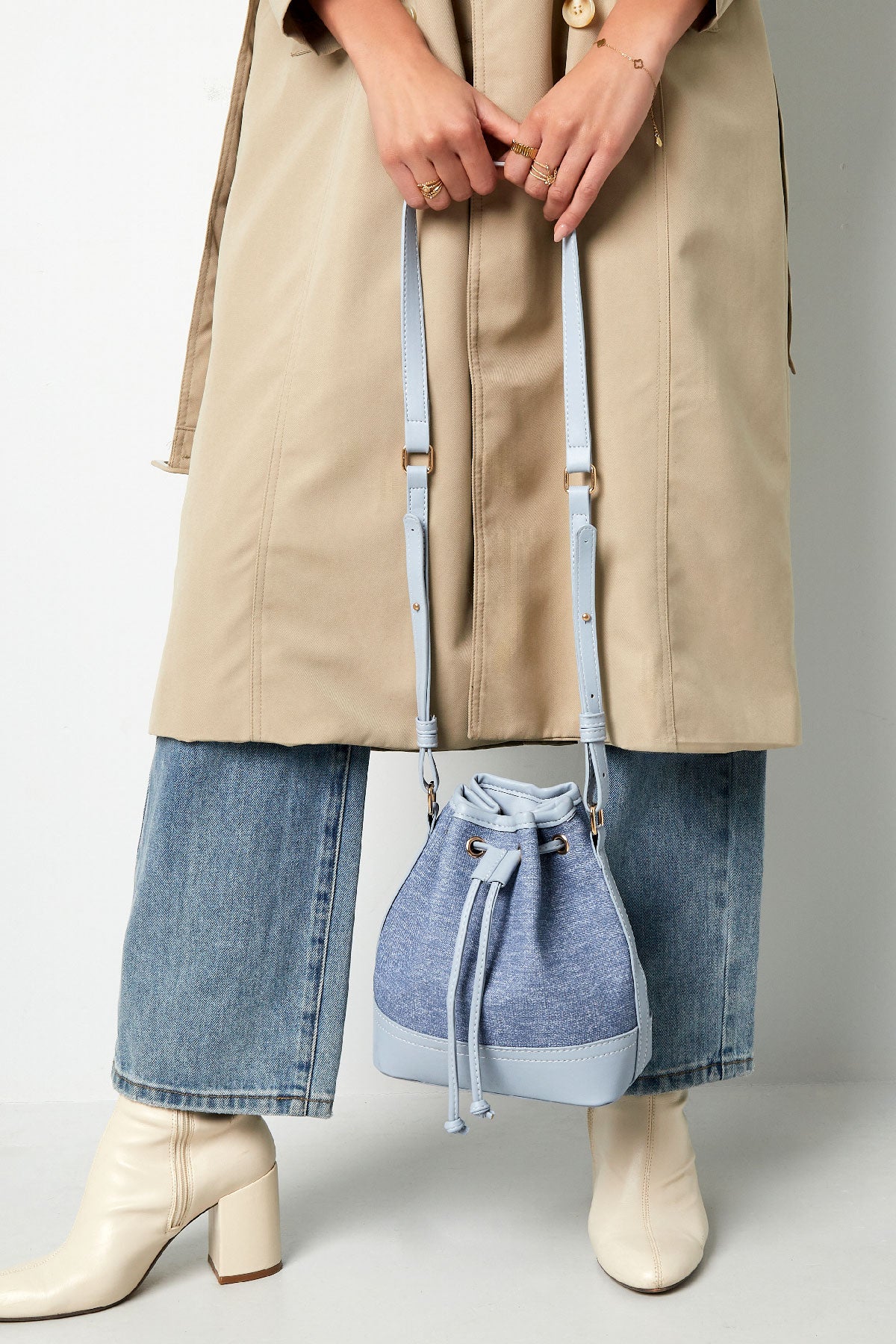 Denim bucket bag