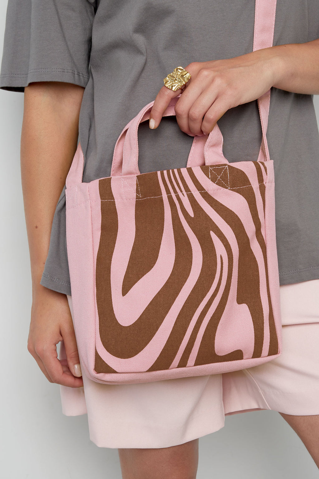 Small canvas bag zebra - pink brown