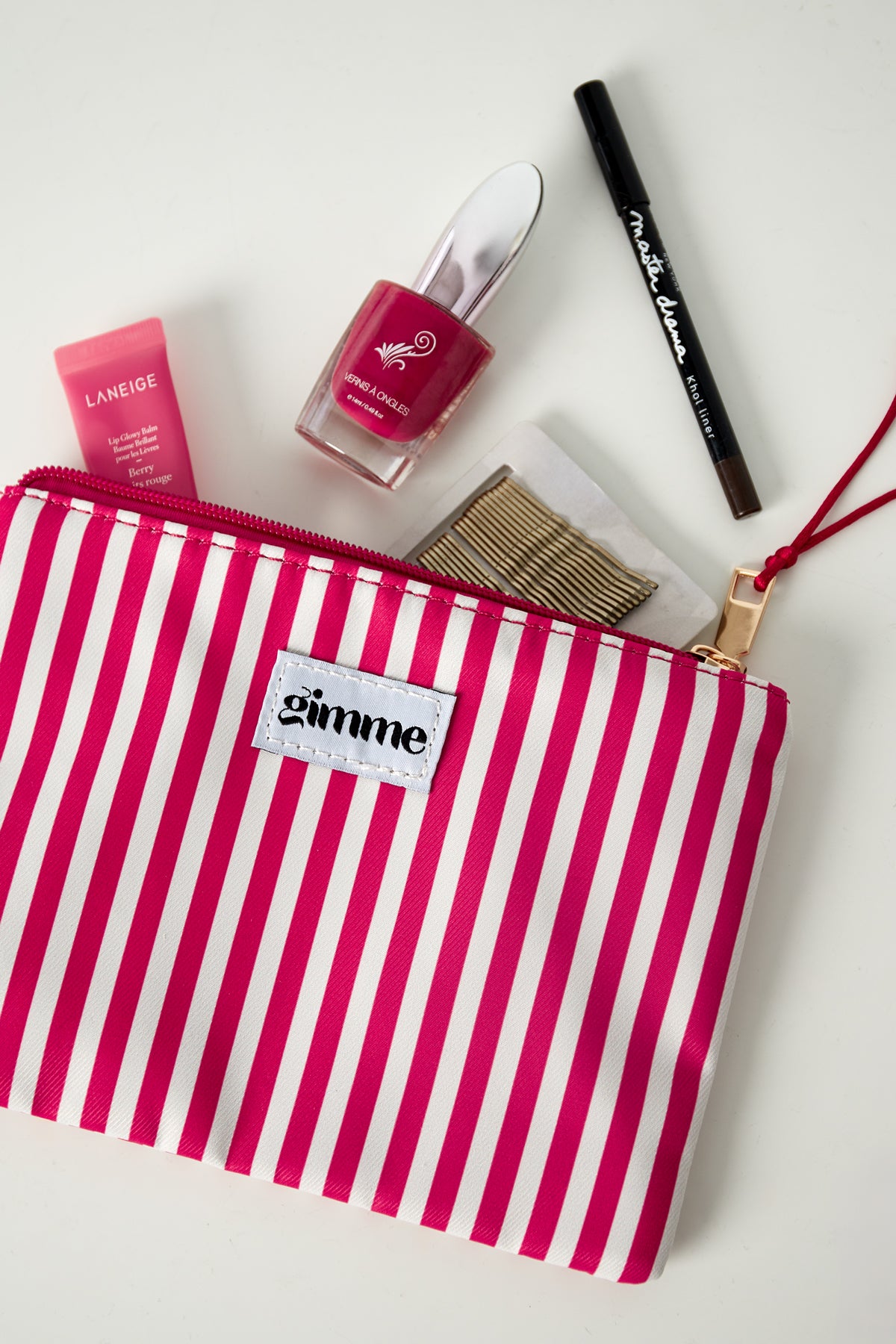 Flat toiletry bag thin stripe