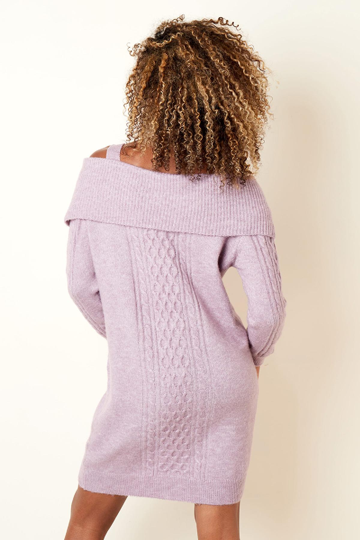 Cable knit sweater dress Pink S/M