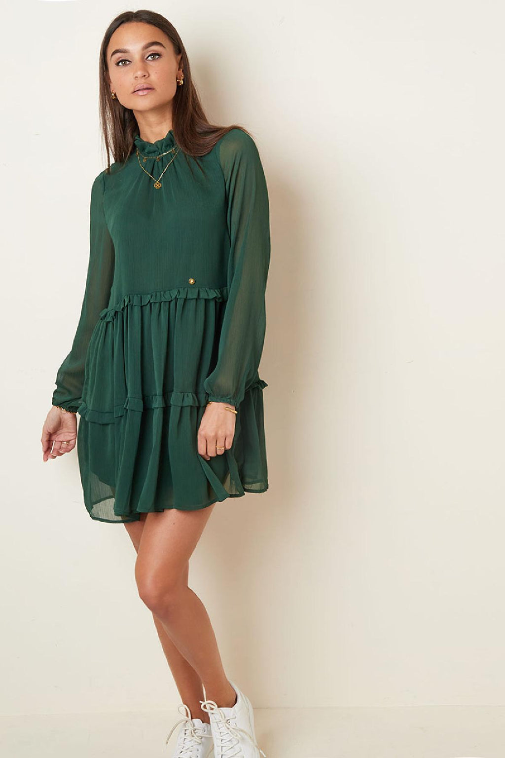 Ruffle chiffon dress Blue S