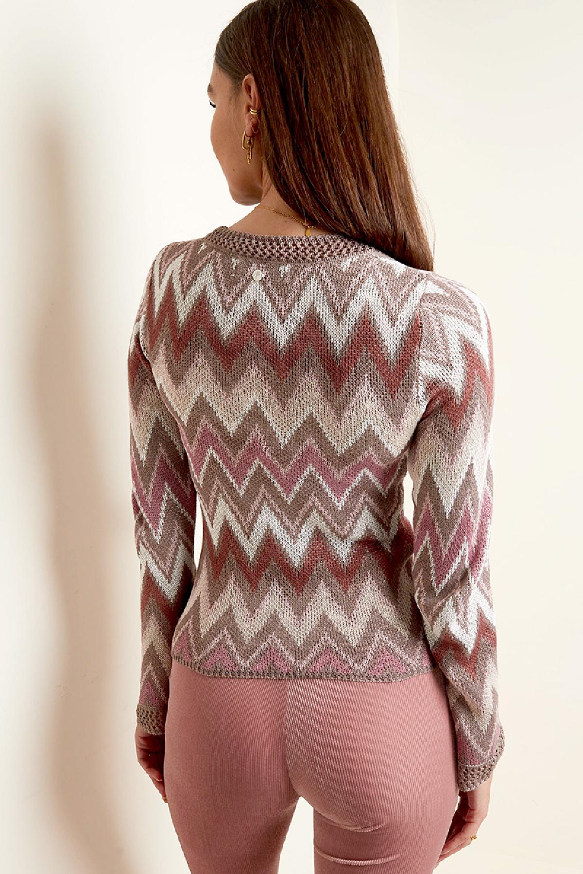 Crochet flare long sleeve top Black S