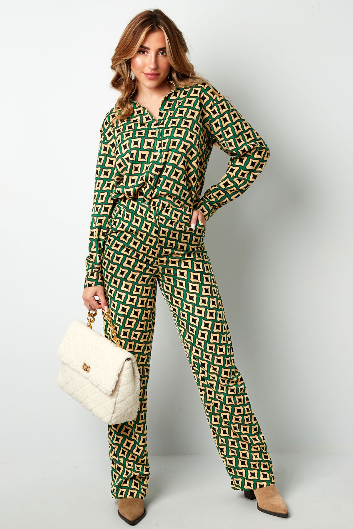 Pants retro print black