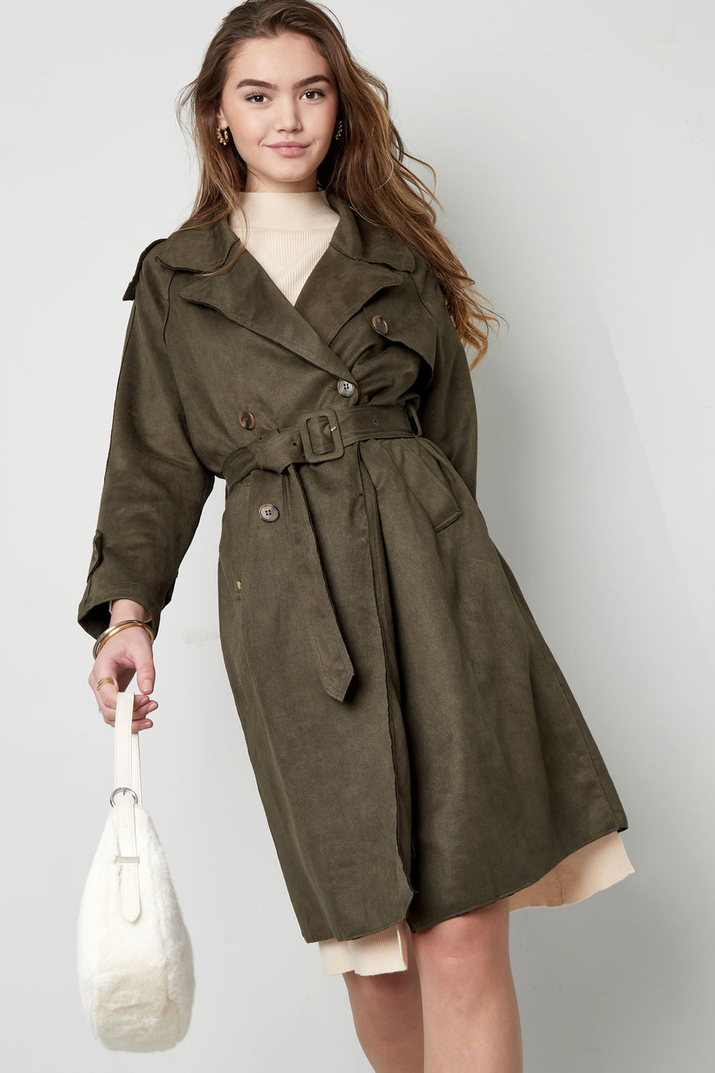 Classic trench coat suede - green S