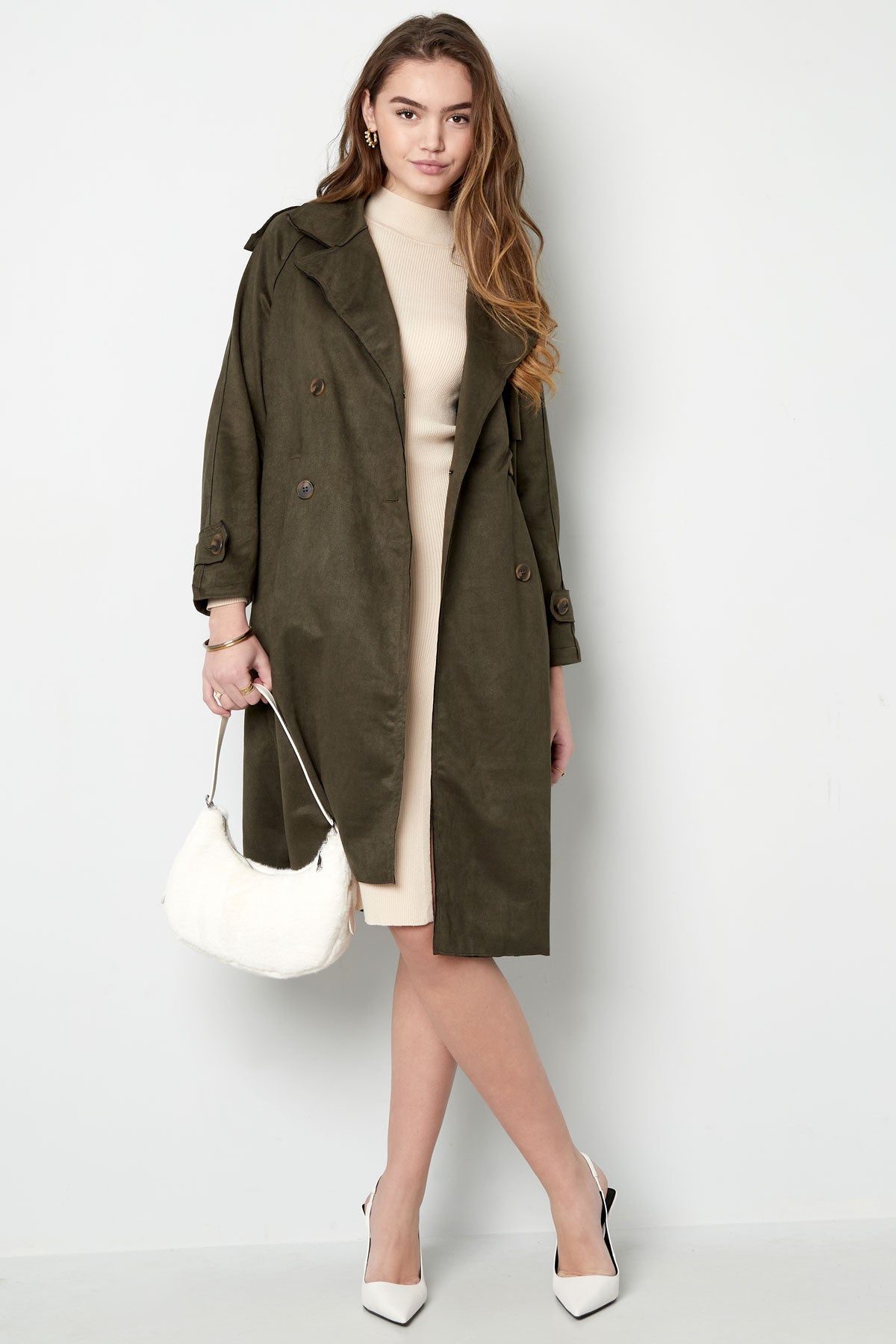Classic trench coat suede - green S
