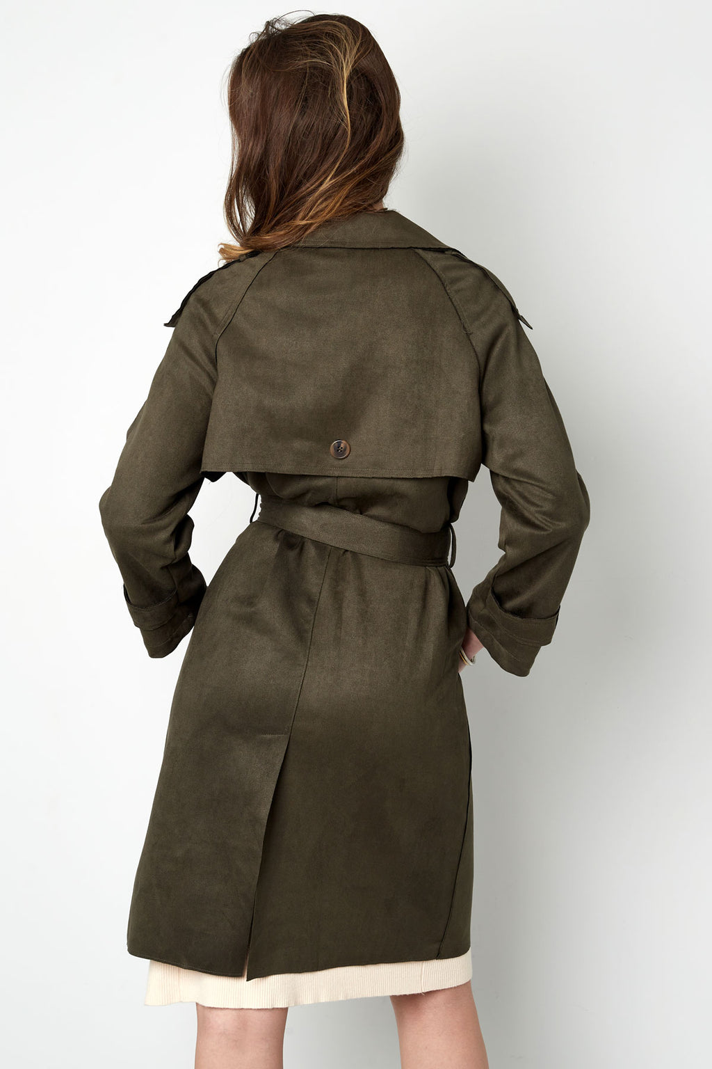 Classic trench coat suede - green S