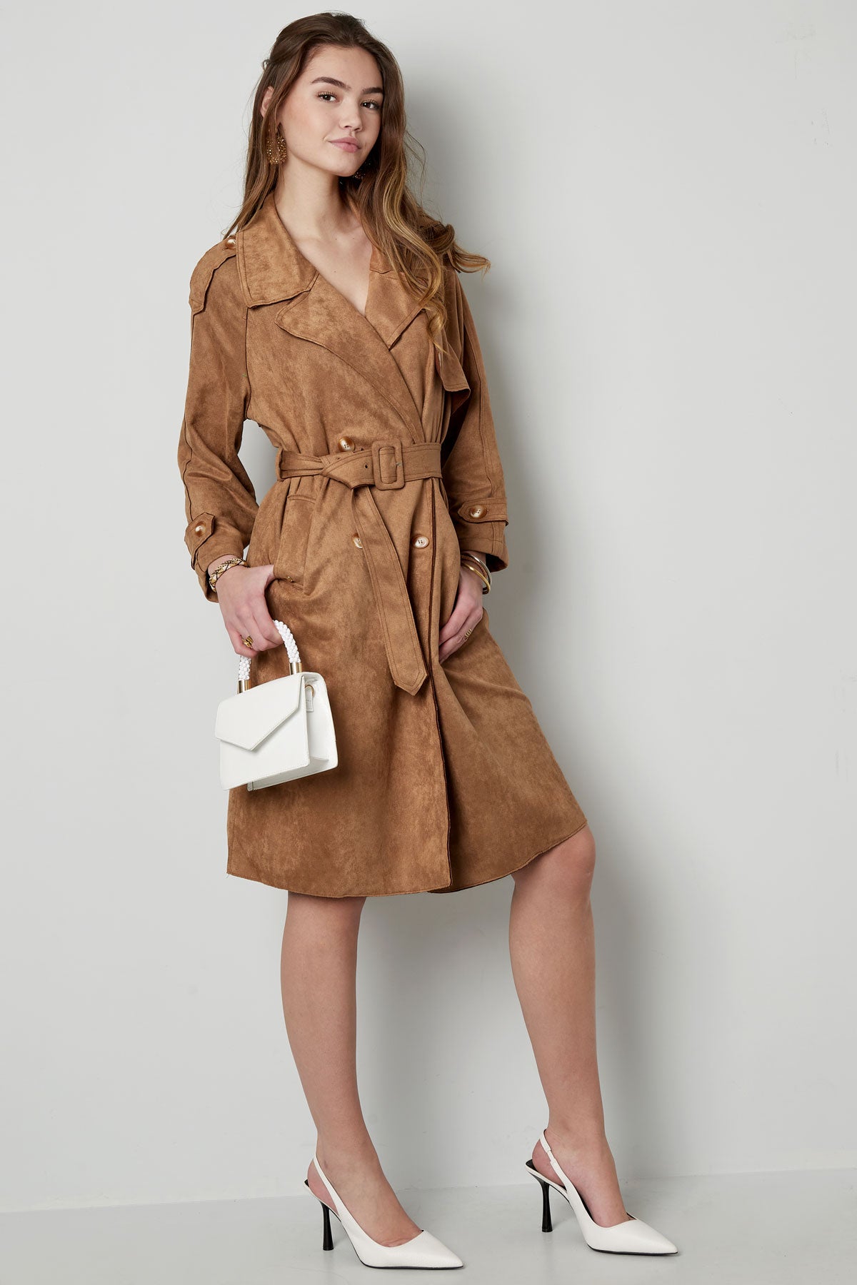 Classic trench coat suede - green S