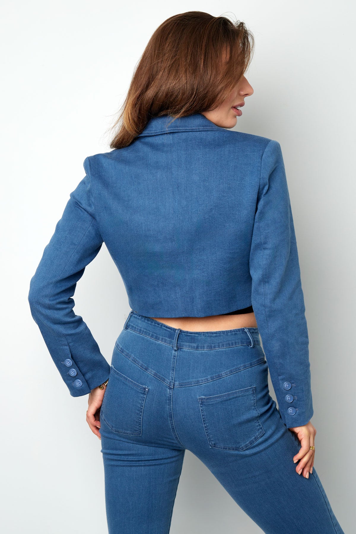 Denim cropped blazer