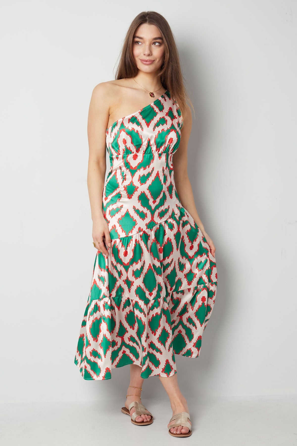 One-shoulder dress tropical bliss