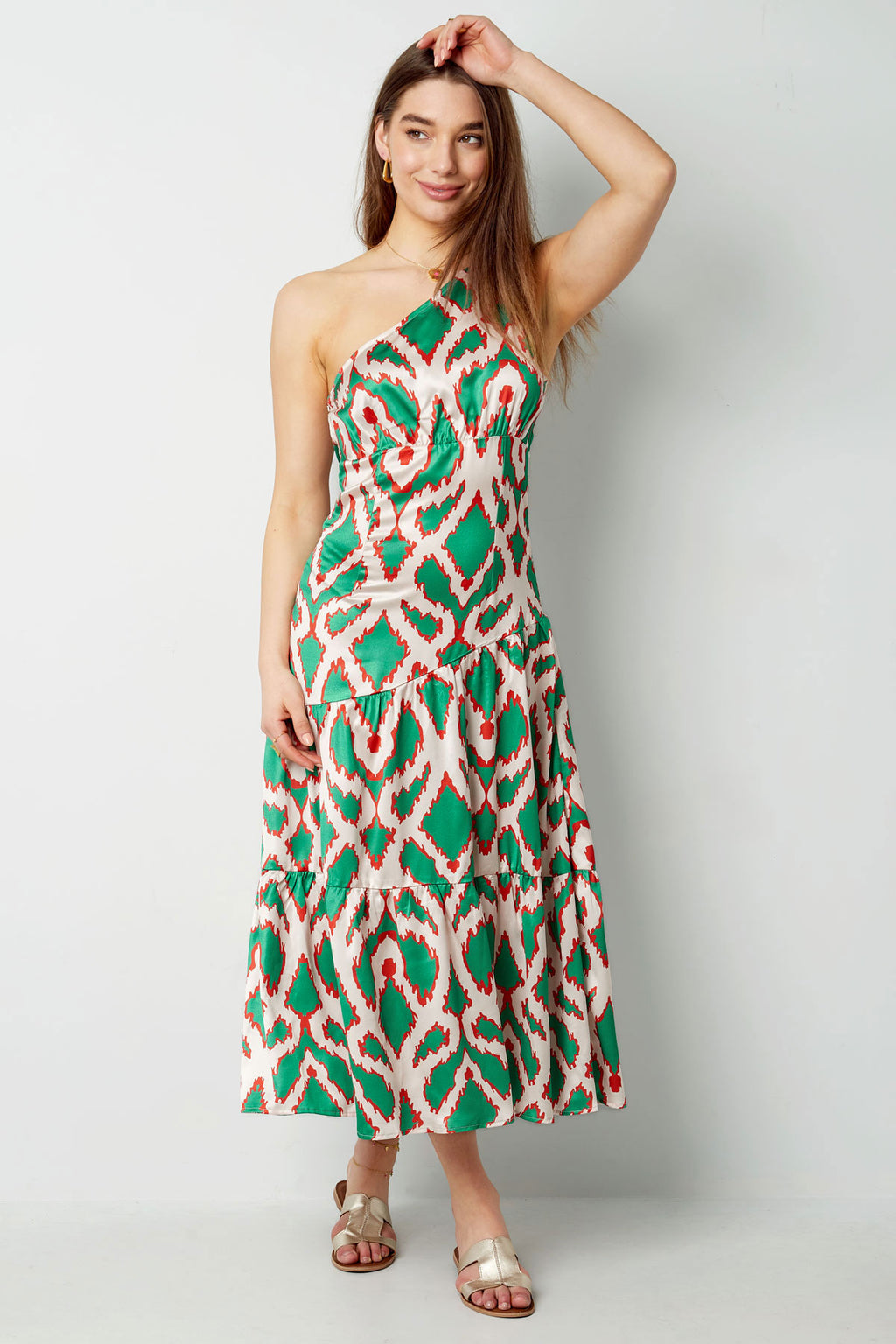 One-shoulder dress tropical bliss