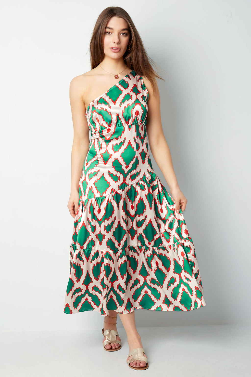 One-shoulder dress tropical bliss