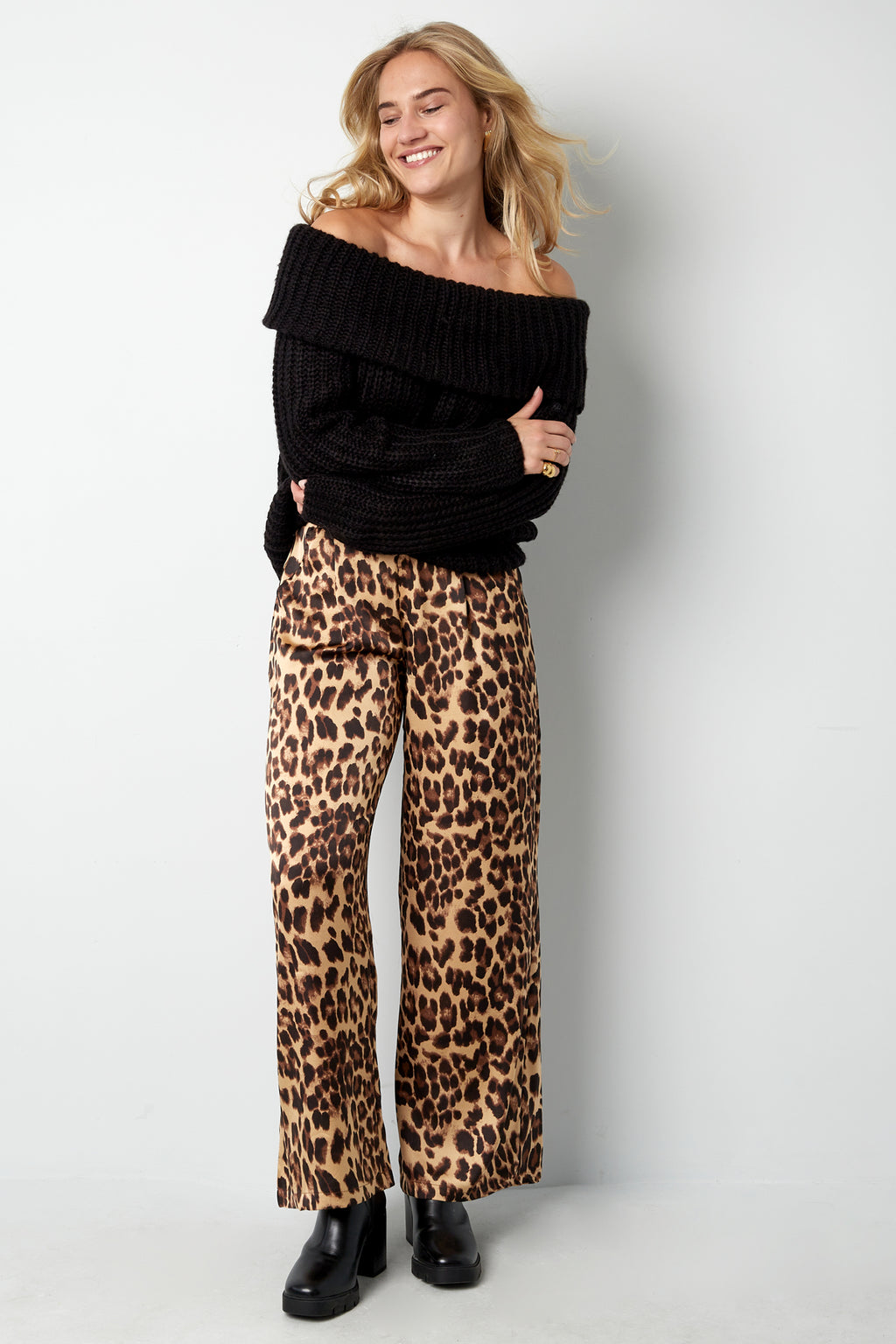 Knitted off-the-shoulder sweater