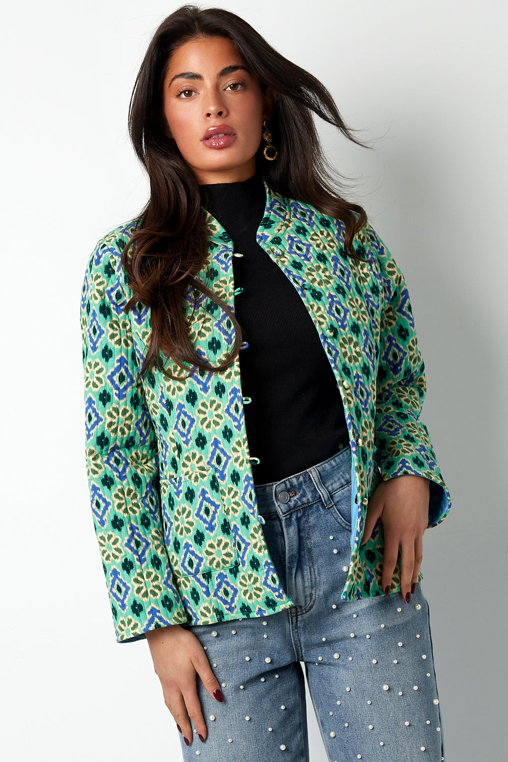 Jacket green print