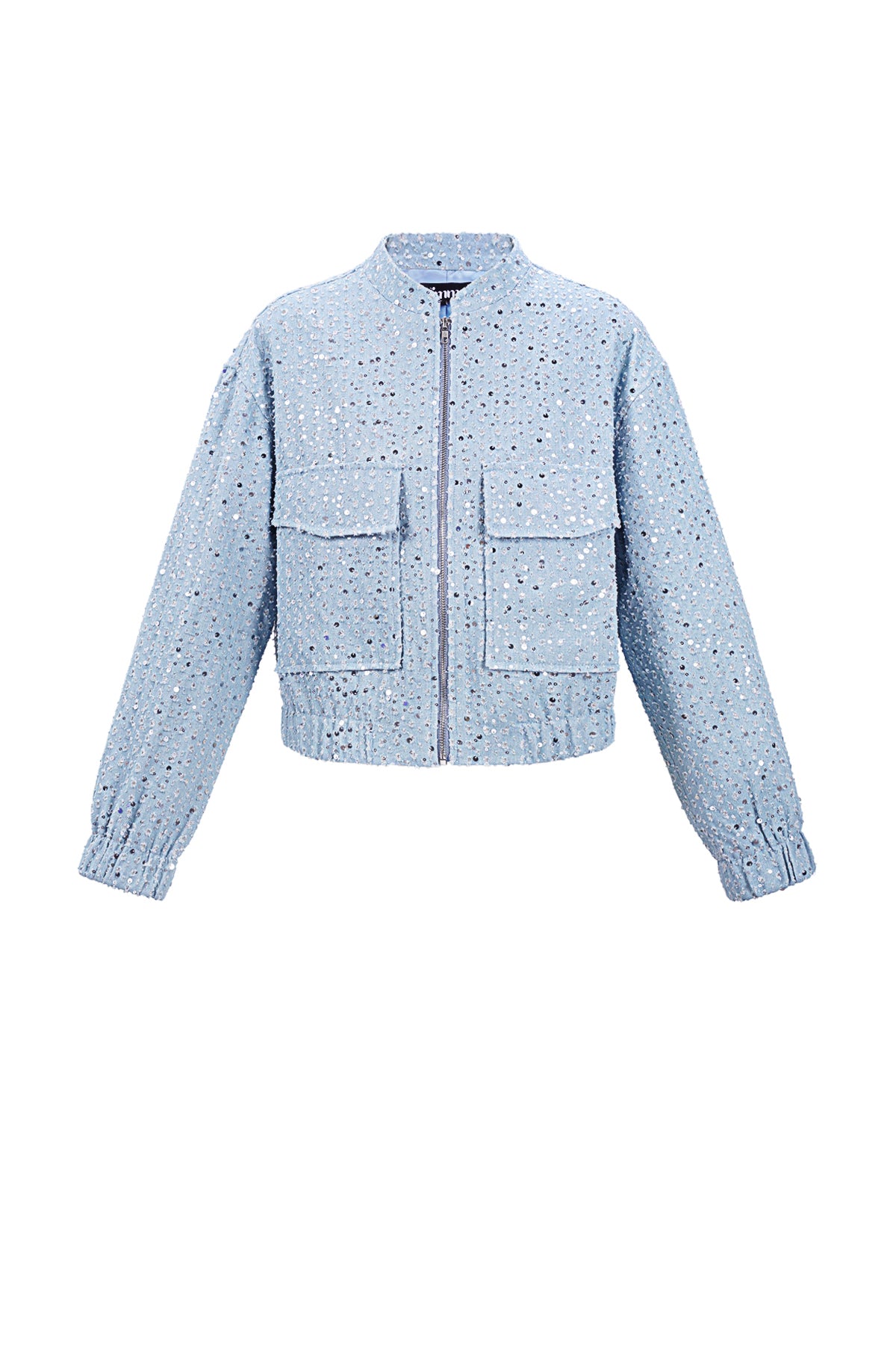 Denim jacket with sequins