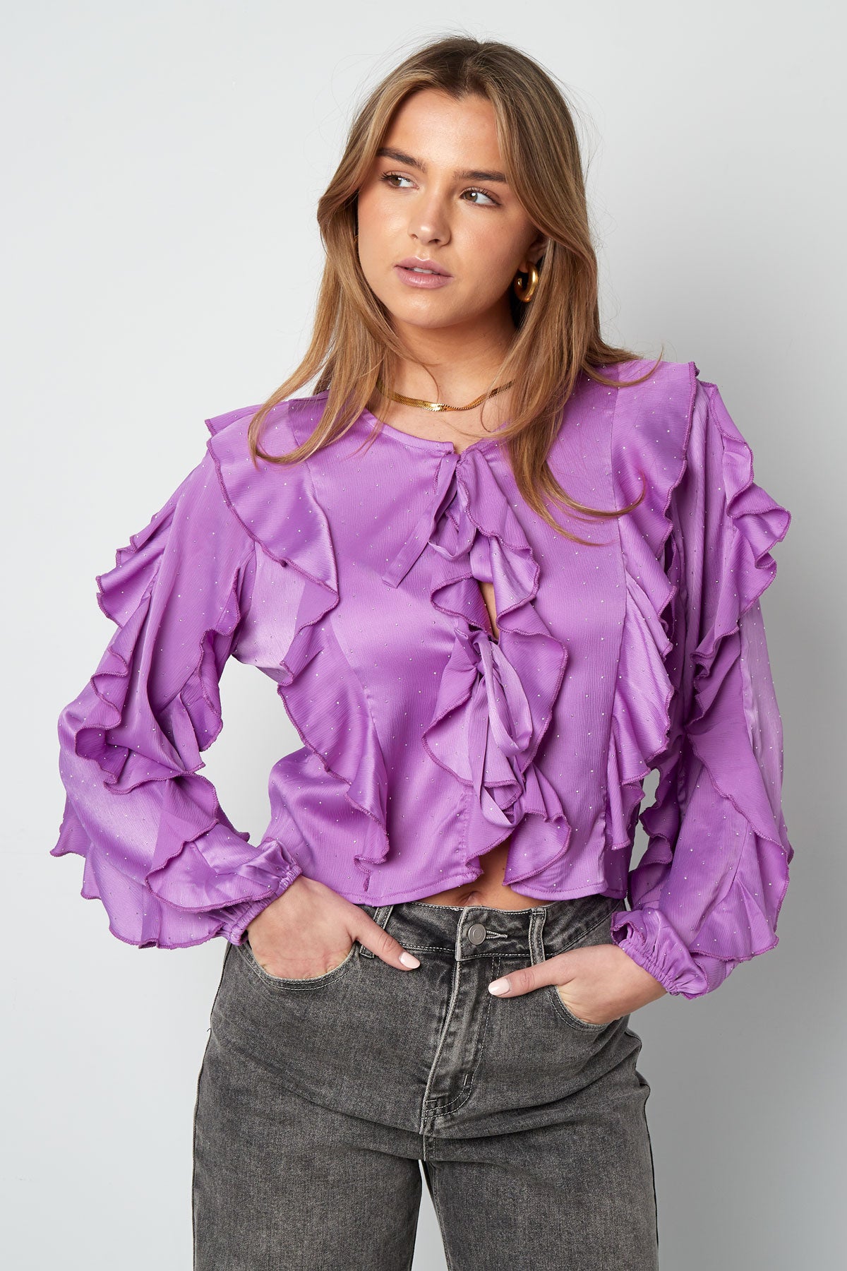 Blouse with ruffles