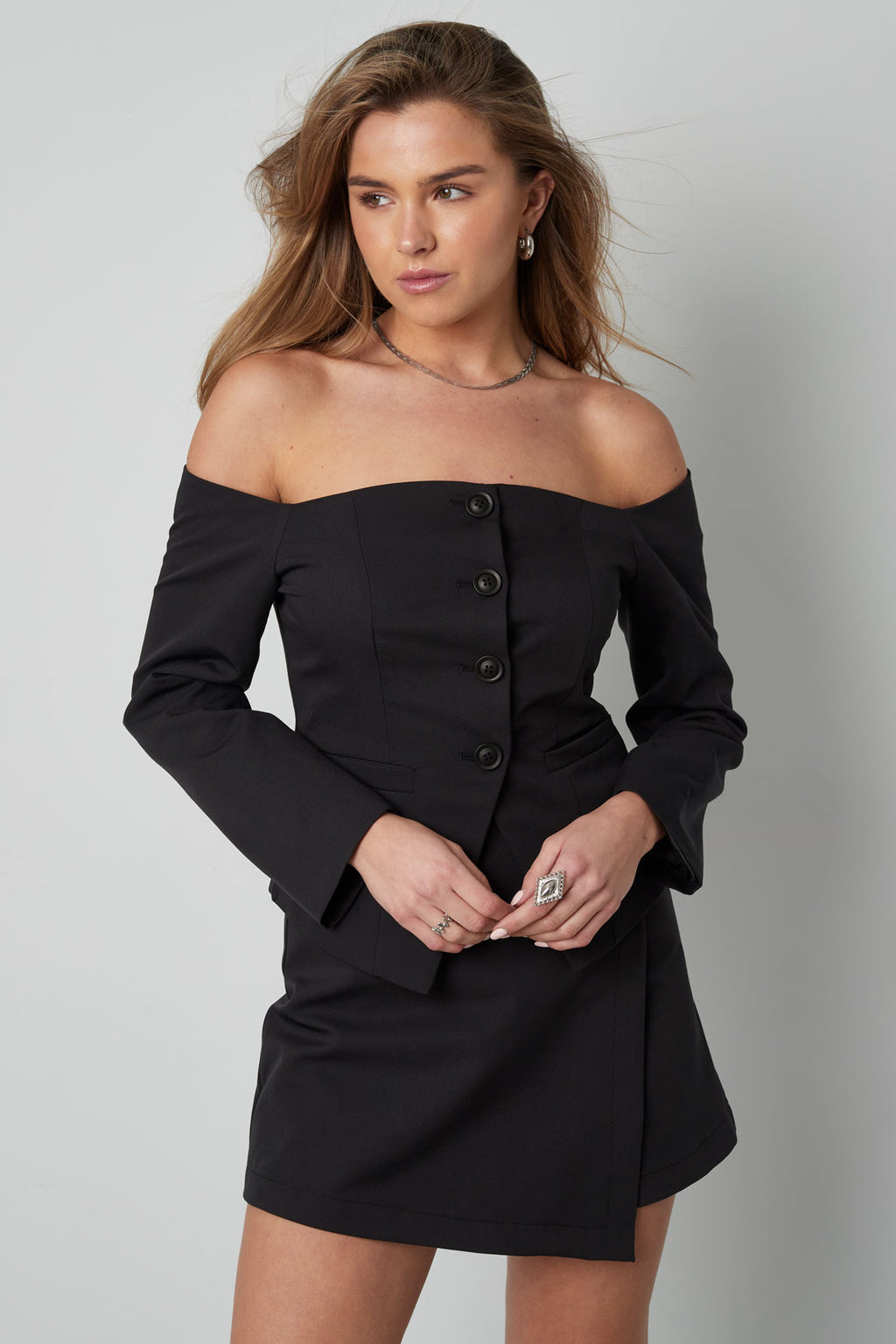 Off shoulder blazer top
