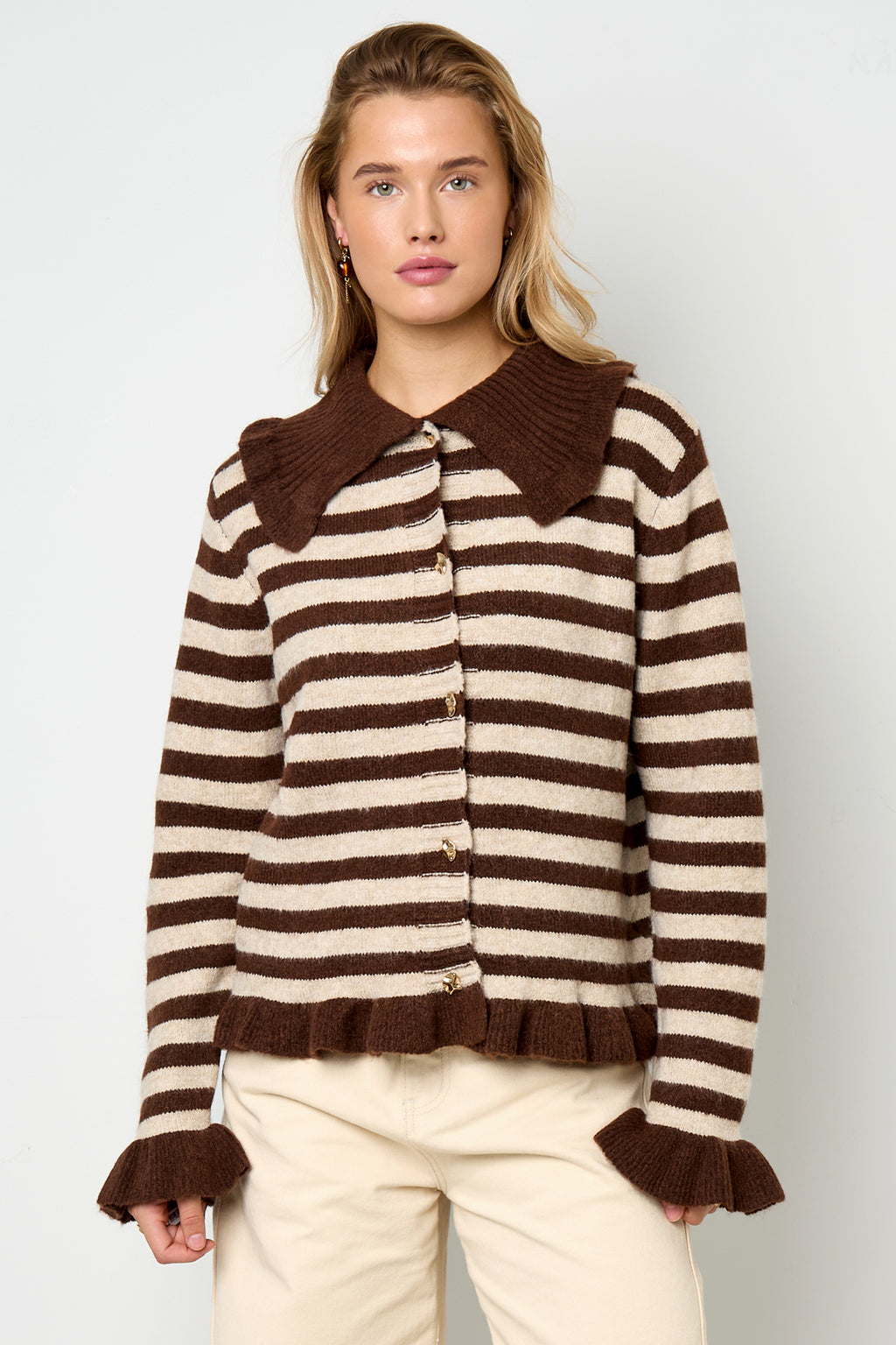 Polyester fiber (polyester) Knit cardigan Stripes Casual Fall/Winter  Clothes