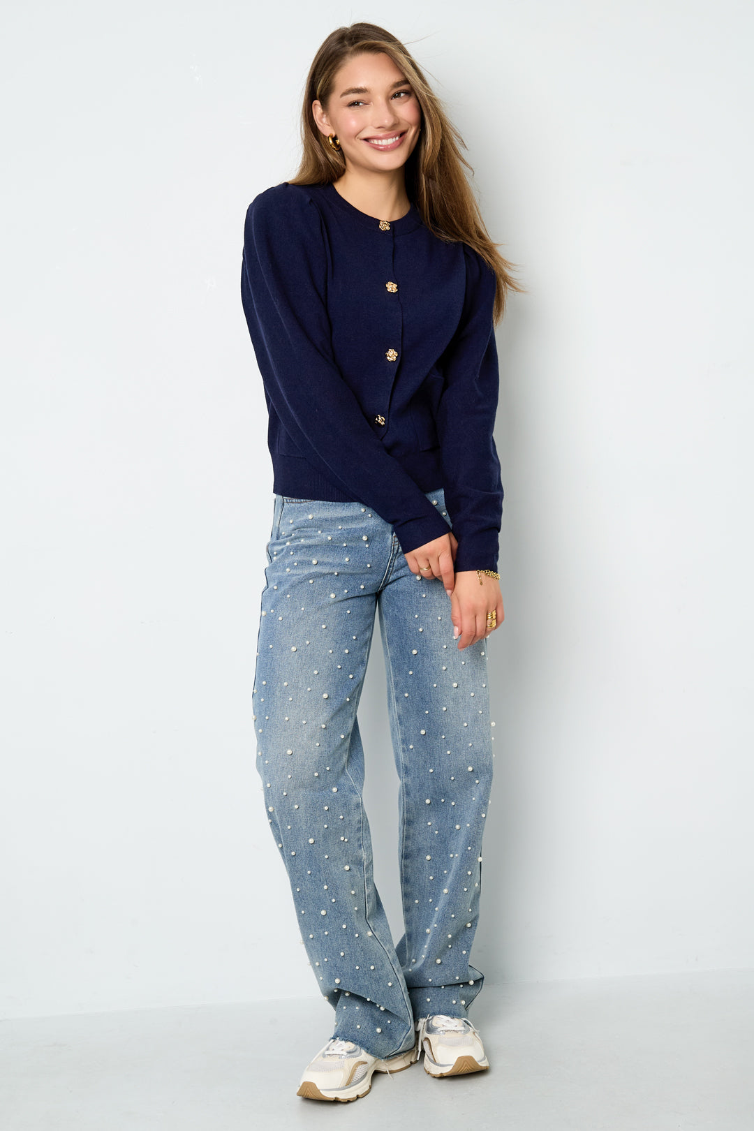 Cardigan with floral buttons