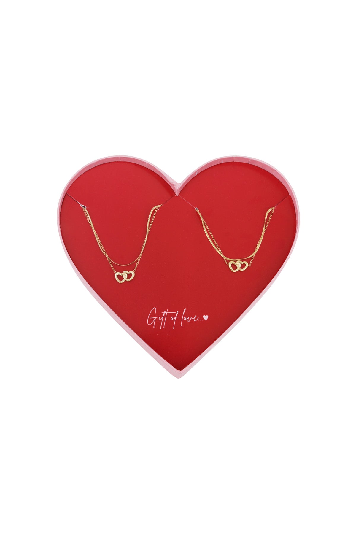 gift of love stainless steel necklace & bracelet connecting hearts