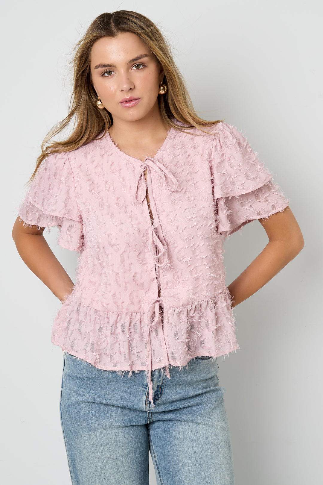 Short sleeve tops Solid color Elegant Spring/Summer
