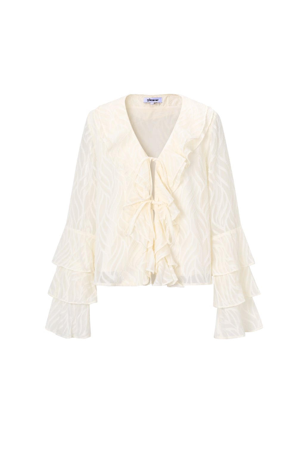 Co-ord Set White Leaves - Long Sleeve Tops