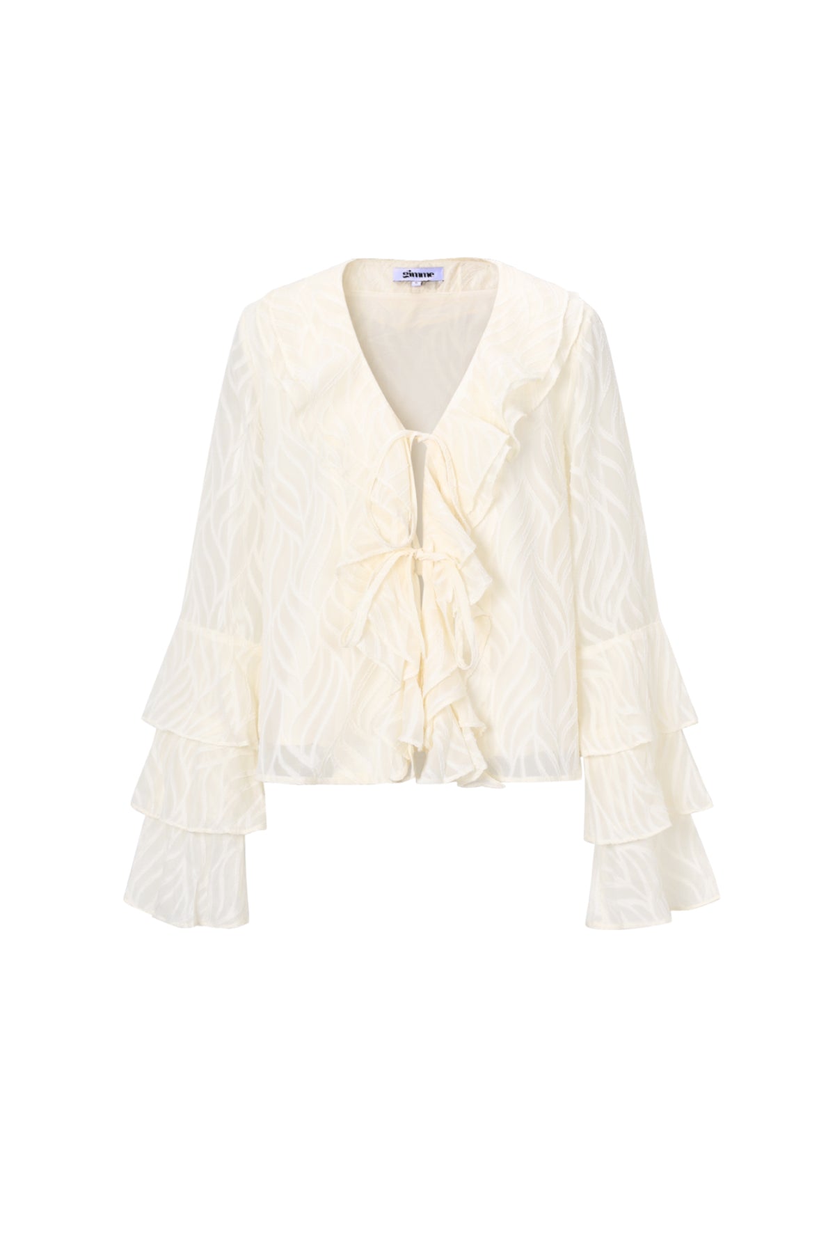 Co-ord Set White Leaves - Long Sleeve Tops