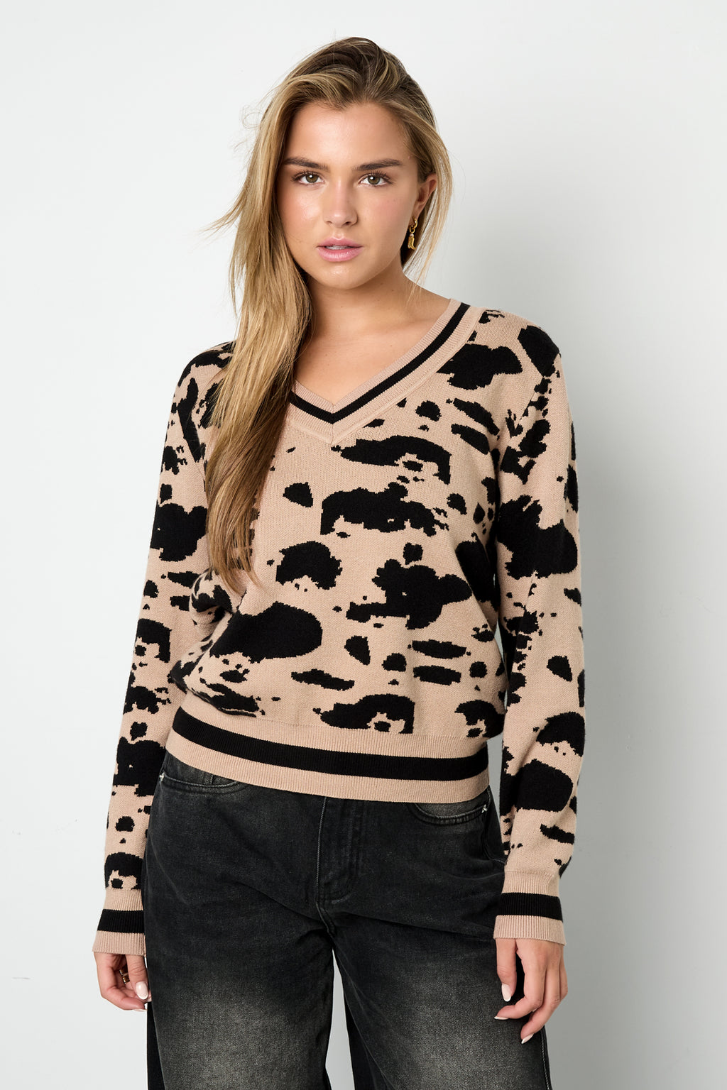 Adhesive (human cotton) Knit sweaters Leopard print Casual Fall/Winter  Clothes