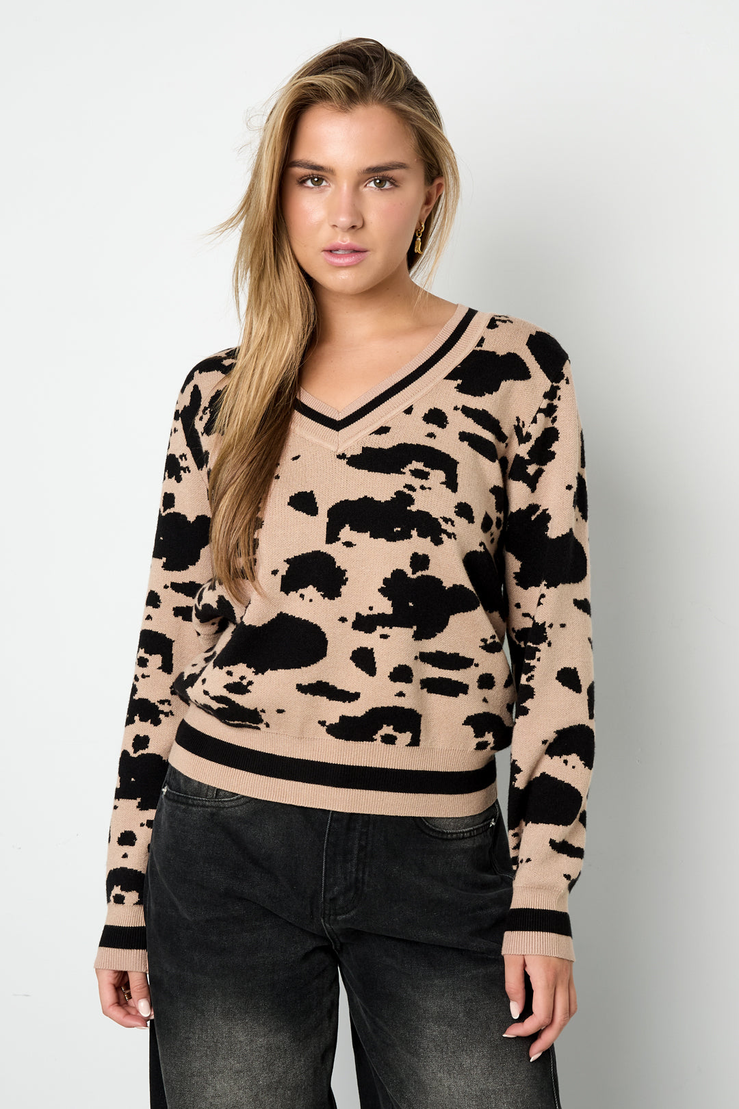 Adhesive (human cotton) Knit sweaters Leopard print Casual Fall/Winter  Clothes
