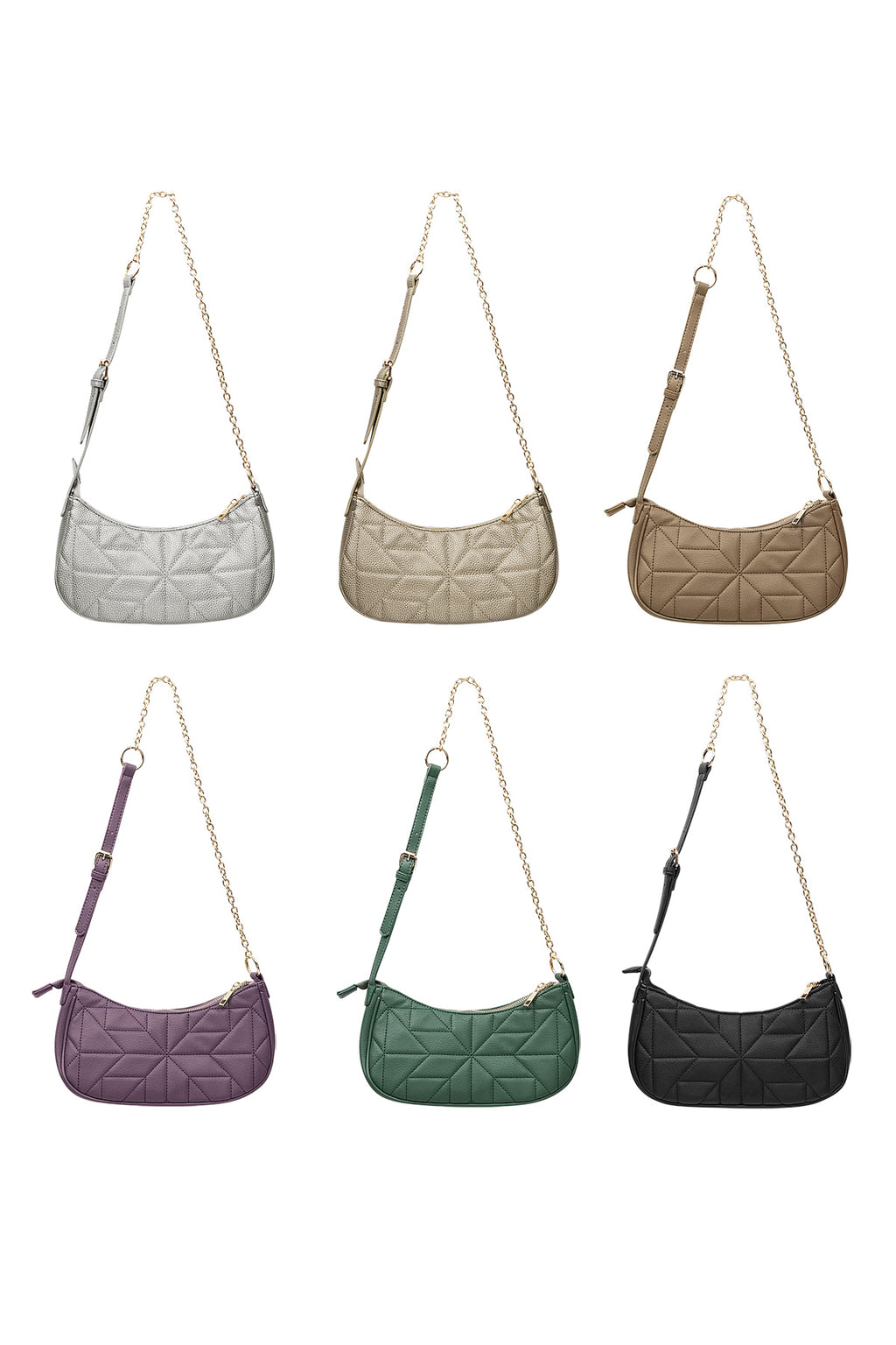 Stitched shoulder bag Gold Color hardware - gray