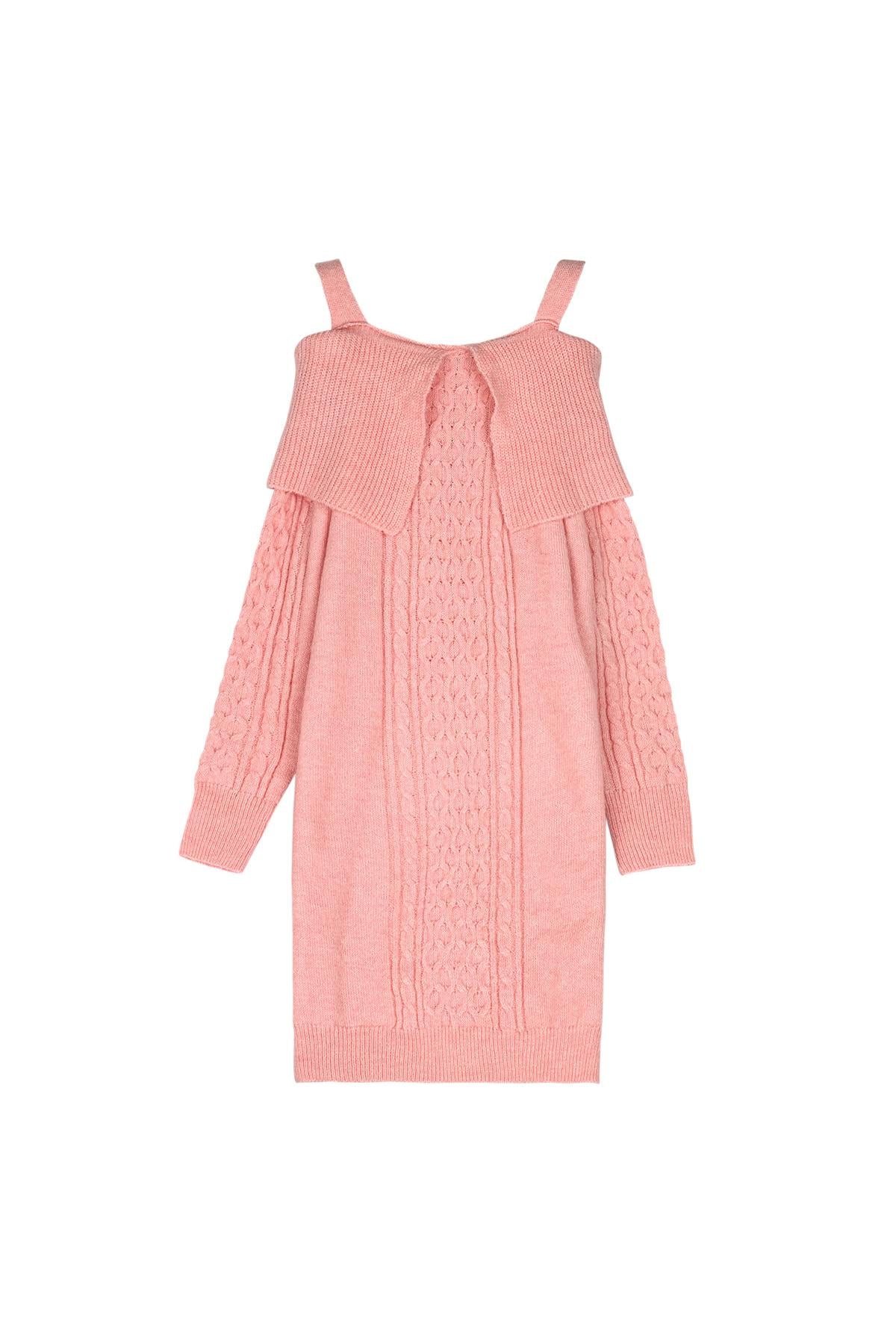 Cable knit sweater dress Pink S/M