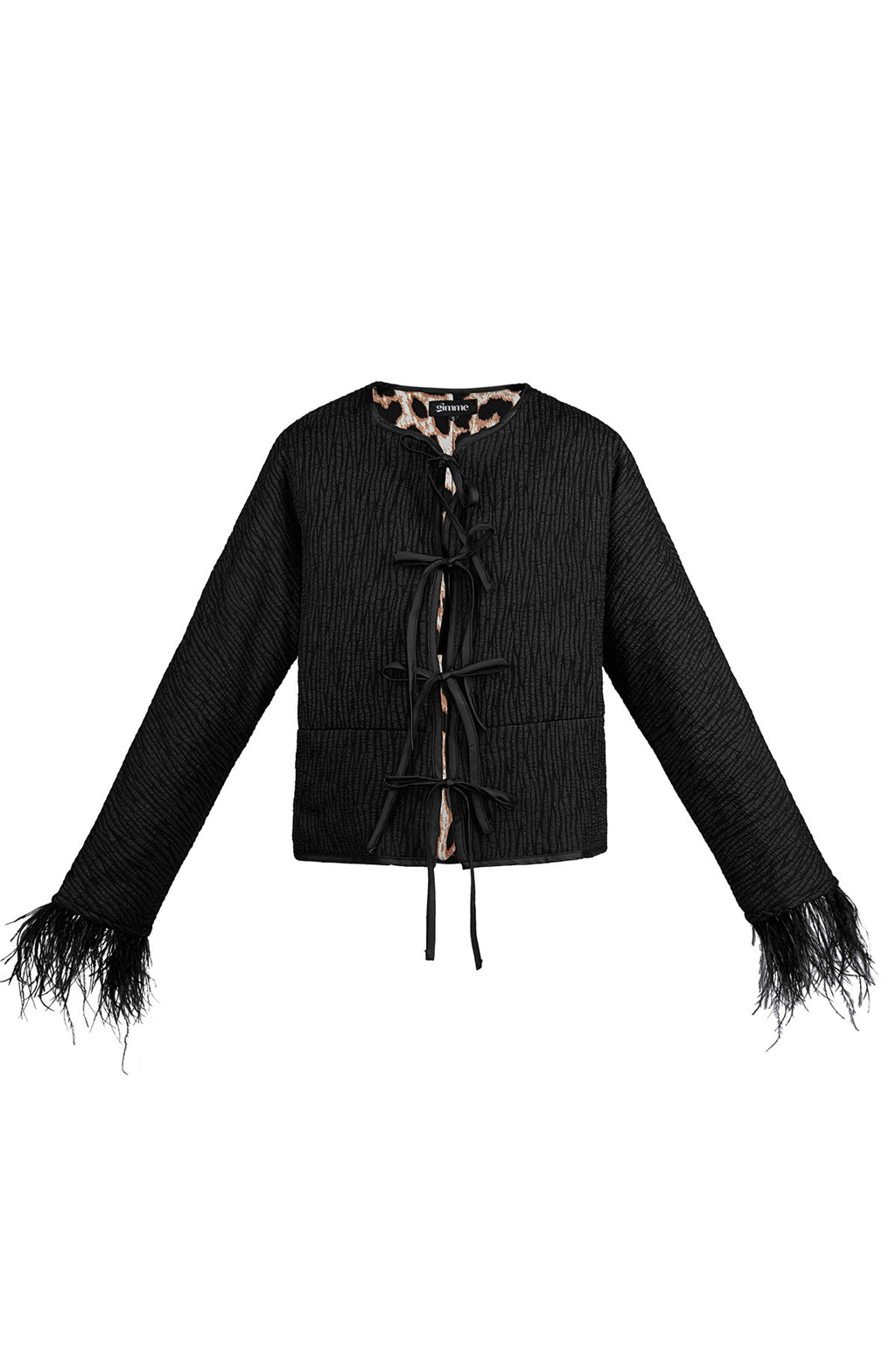 Feather jacket black panther print