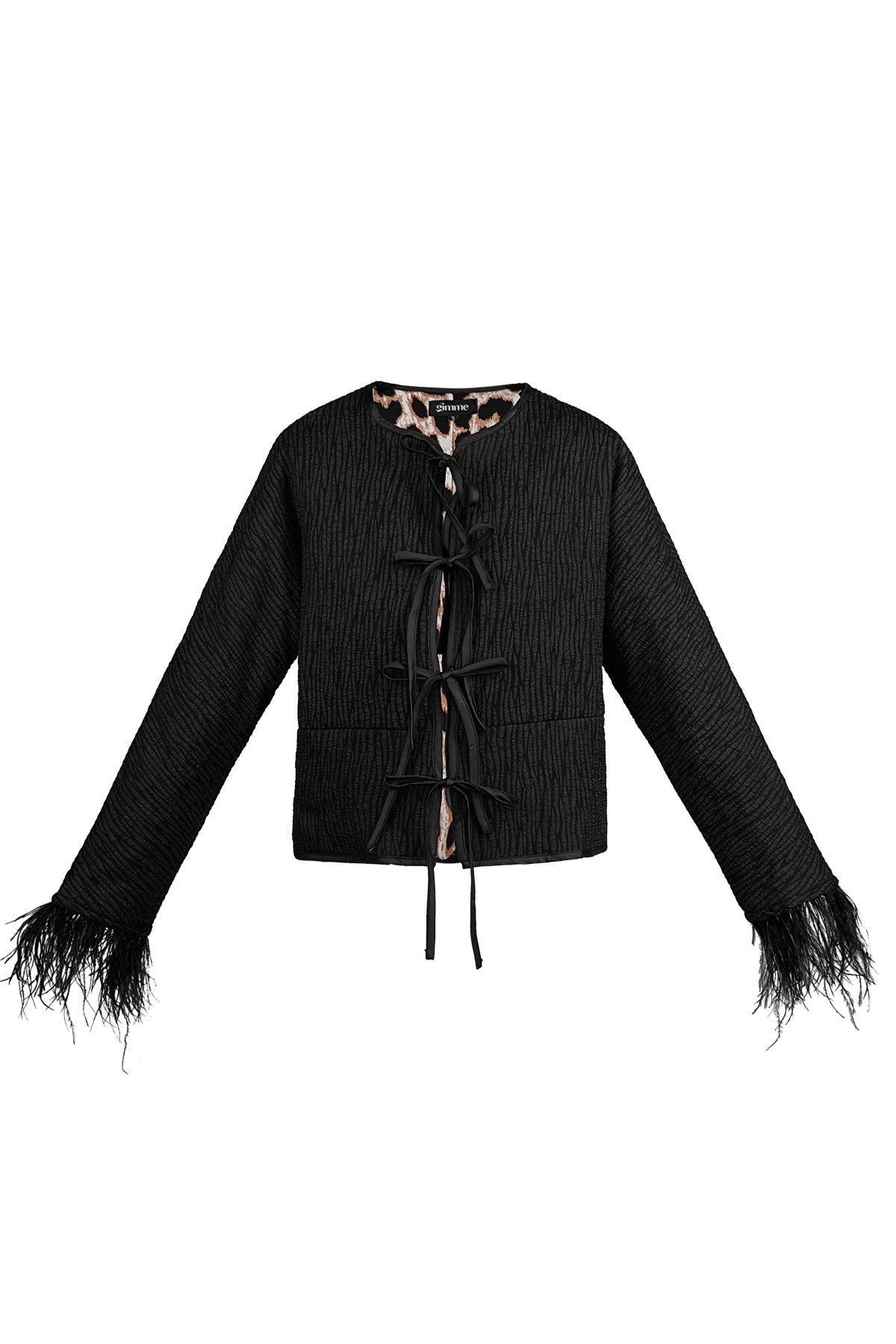 Feather jacket black panther print