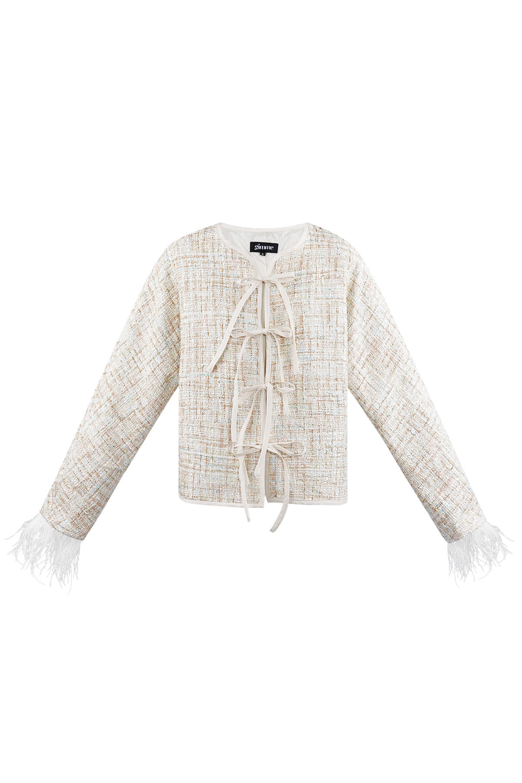 Soft feather jacket with bows