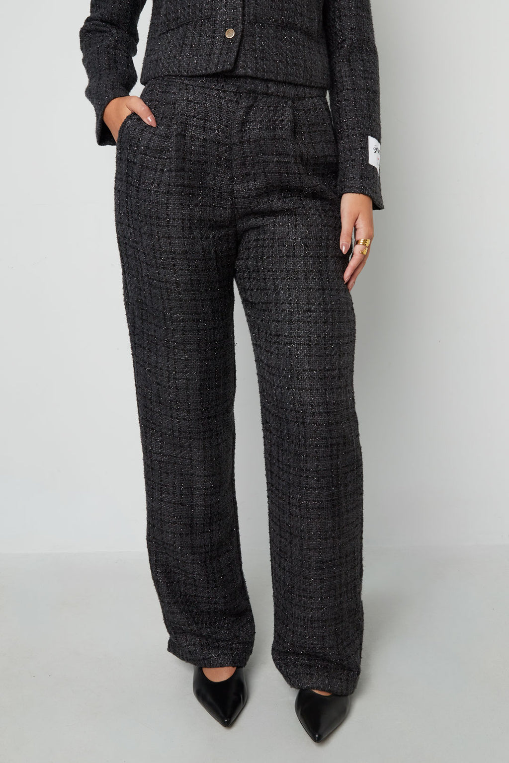 Polyester fiber (polyester) Straight pants Checkered Elegant Fall/Winter  Clothes