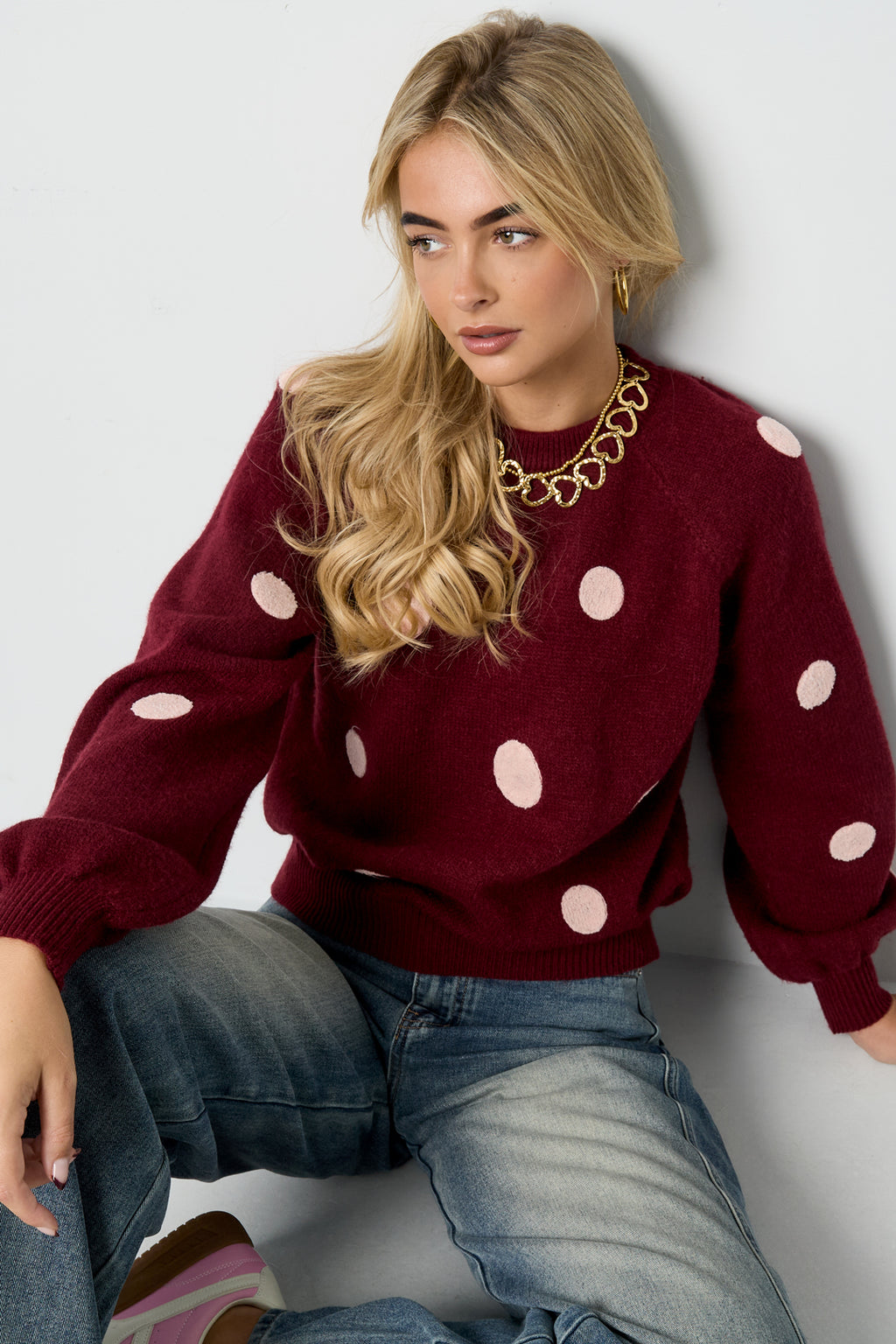 Polyester fiber (polyester) Knit sweaters Polka dots Casual Fall/Winter  Clothes