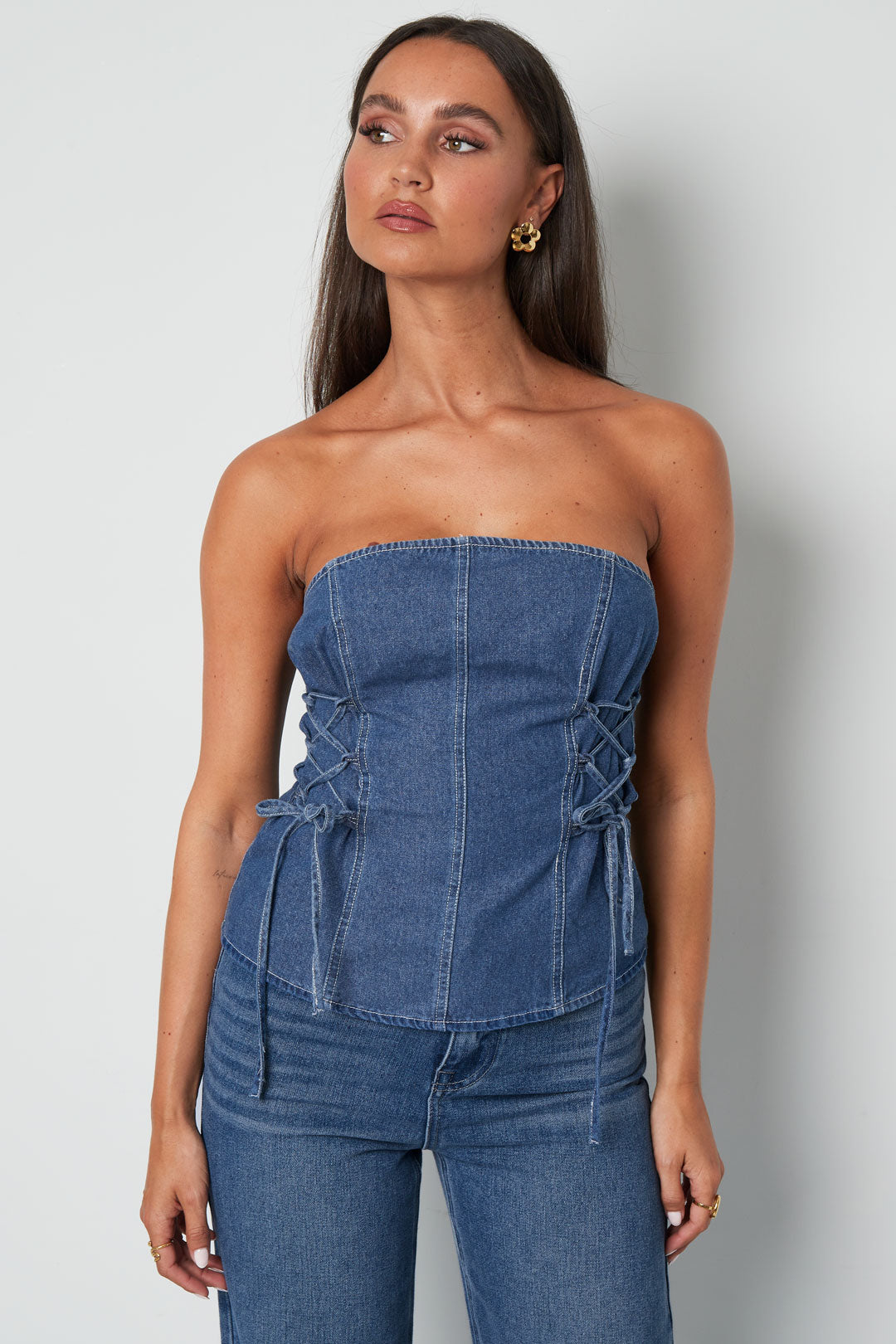 Denim Laced Tube Top