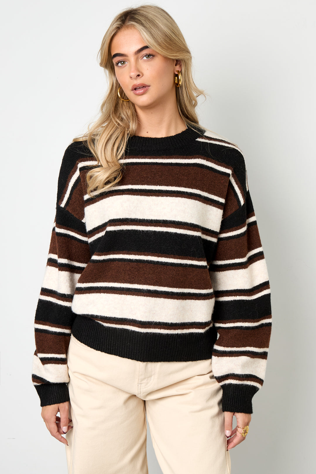 Polyester fiber (polyester) Knit sweaters Stripes Casual Fall/Winter  Clothes