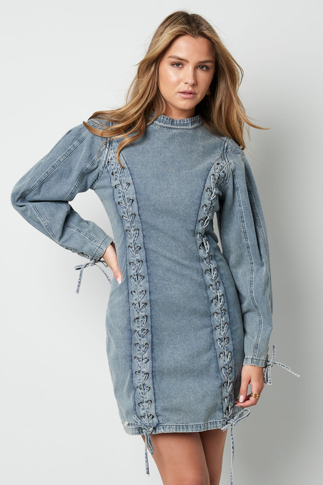 Denim laces dress
